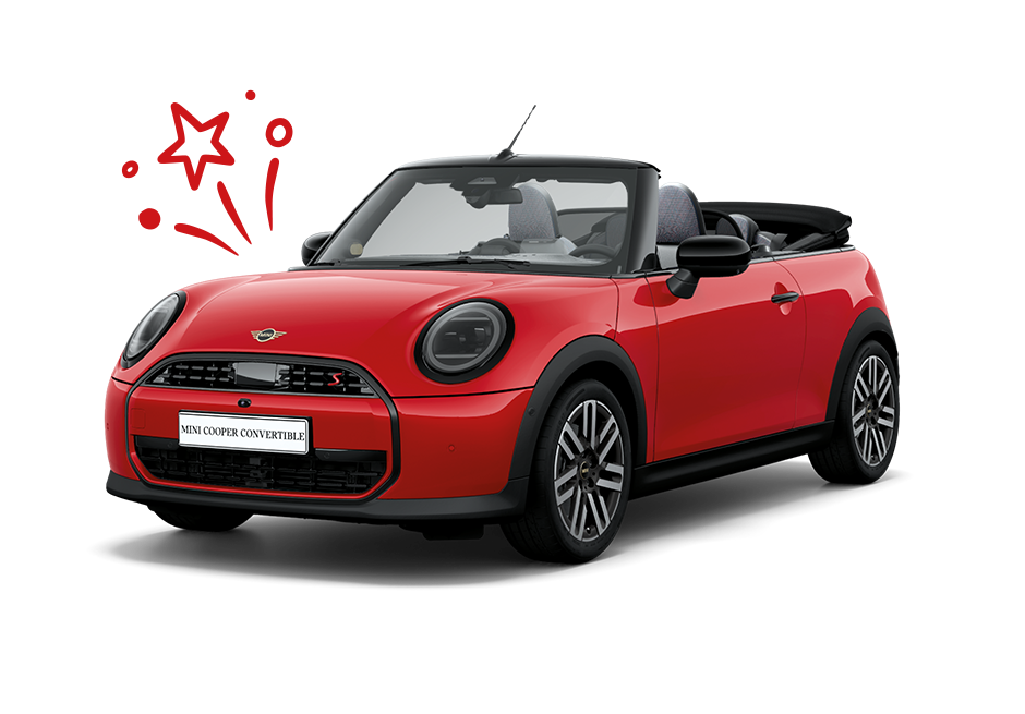 Abbildung eines roten Mini Cooper Cabrio